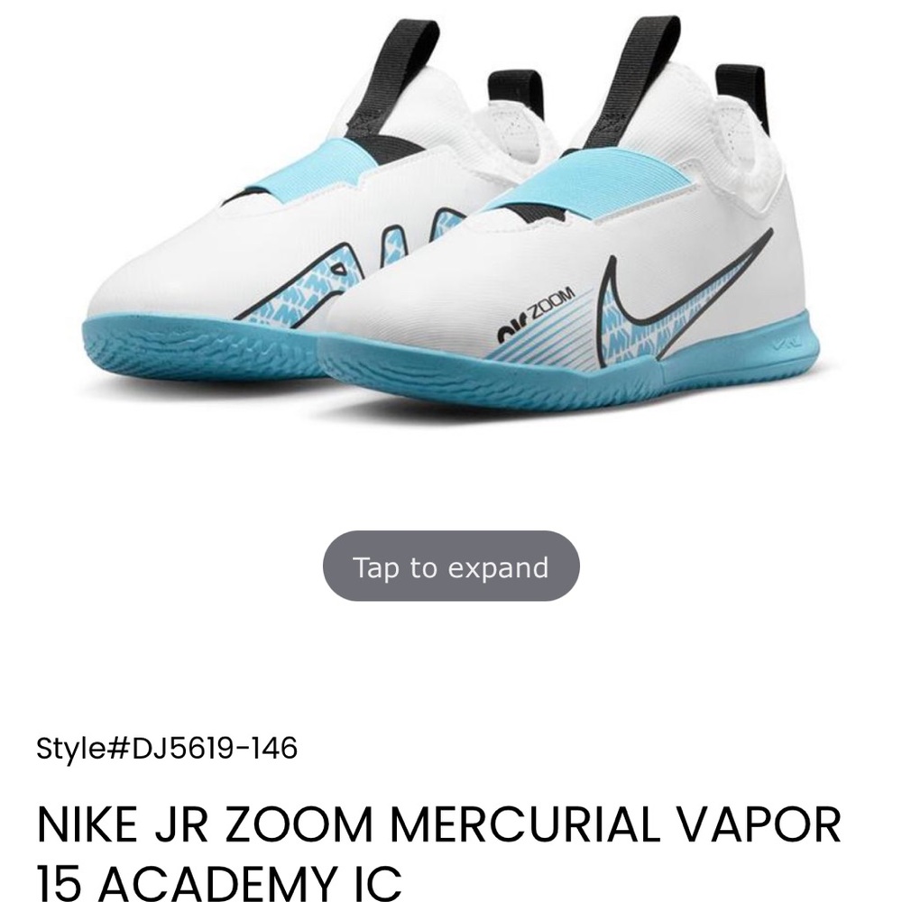 NIKE JR ZOOM AIR mercurial vapor 15 Academy slip sneaks. INDOOR SOCCER
